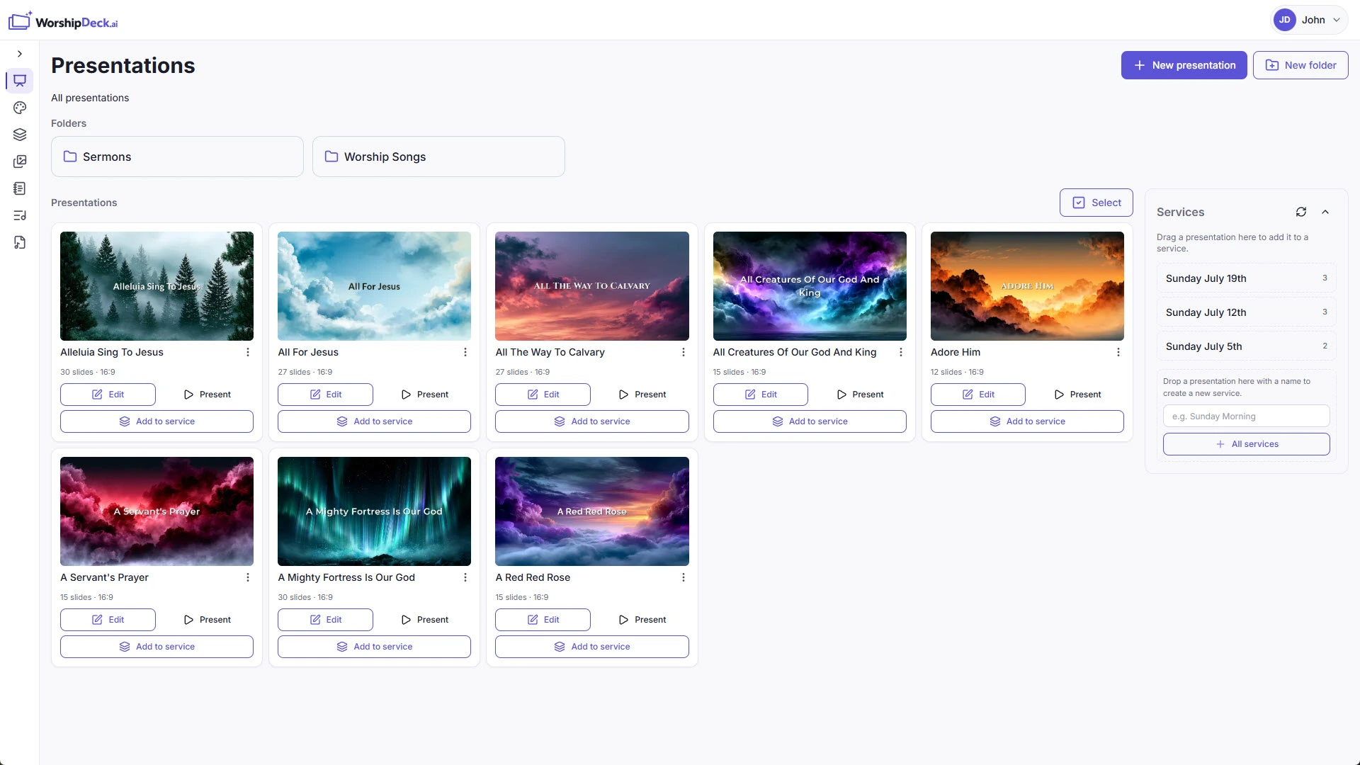 WorshipDeck presentations library